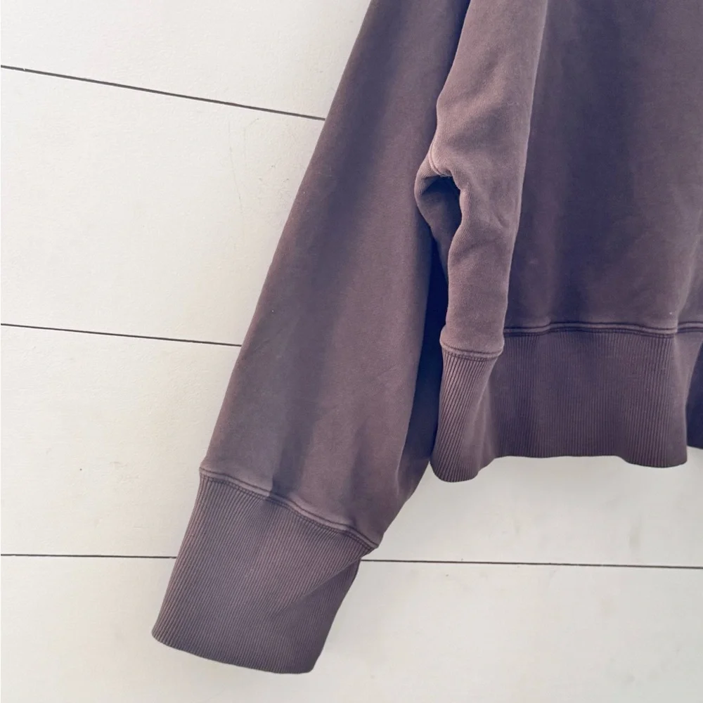 American Eagle AE77 Premium Relaxed Cropped Sweatshirt Organic Cotton Brown Sz S - Picture 7 of 8